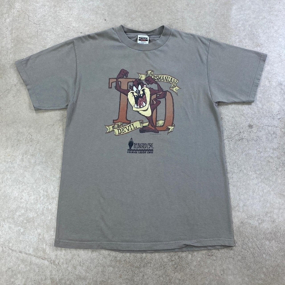 Vintage 90s Looney Tunes Taz Shirt Size Large Green 1996 The Big Red Boat